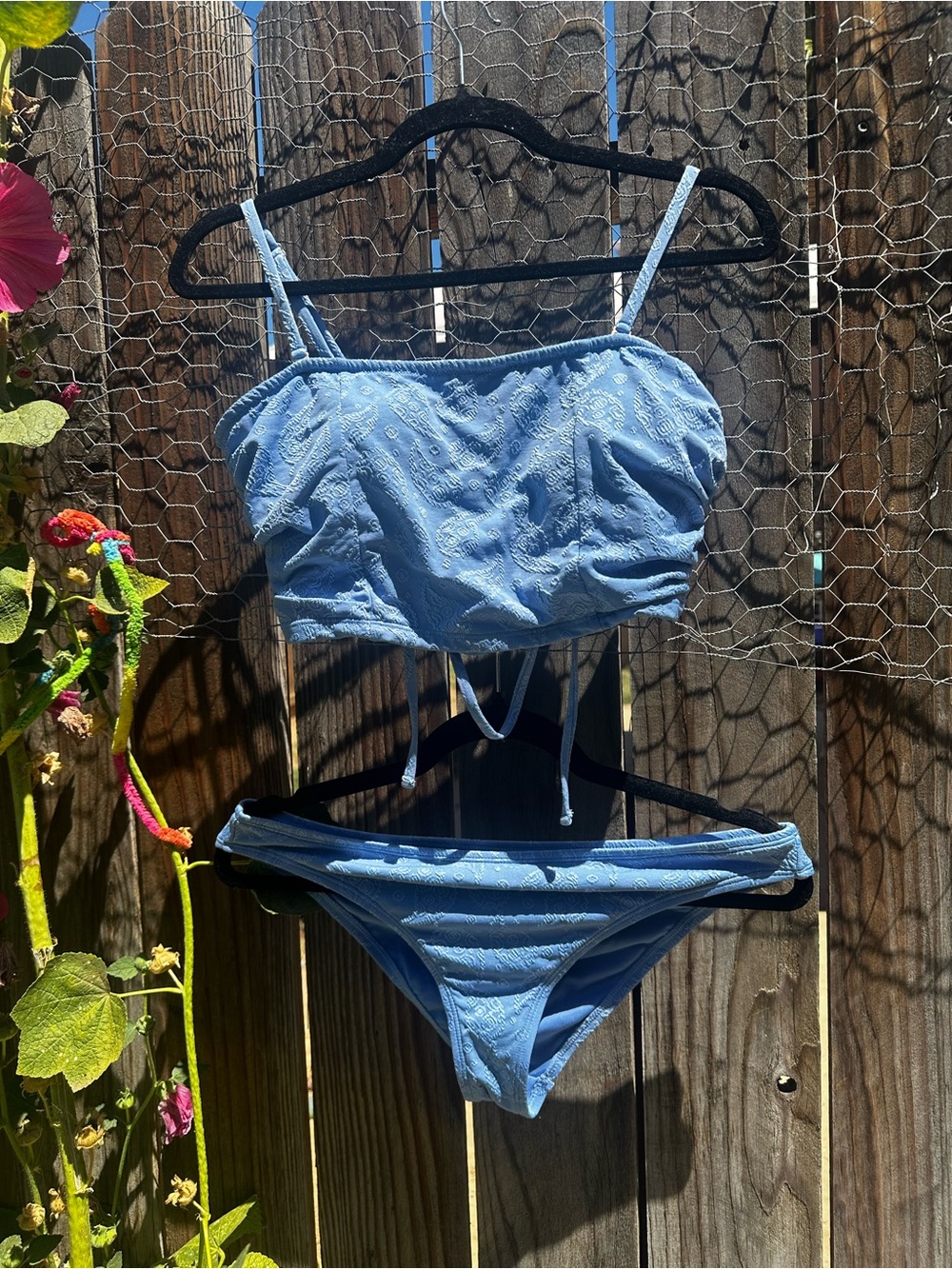 Jessica Simpson Light Blue Embroidered Bikini Set